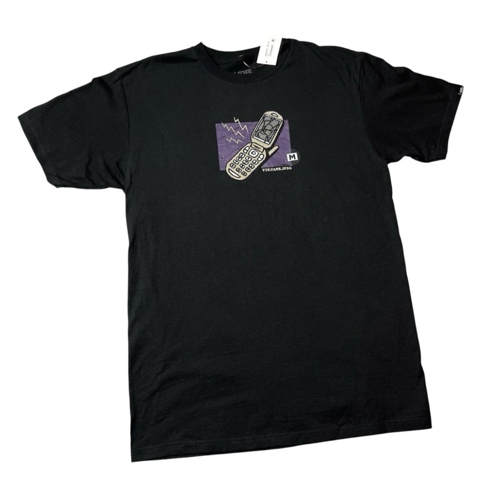 Vans Mens Take The Call Black Flip Phone Y2K T Shirt Medium